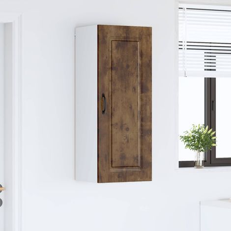 Meuble de cuisine mural avec 3 étagères et 1 porte, chêne fumé, 40 x 31 x 100 cm - PANGIVO (1/5)