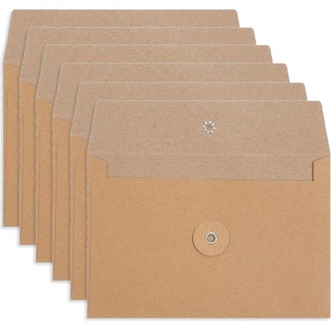 6-Piece Kraft Paper Document Folder Set, 23 x 16 cm, Brown (1/5)