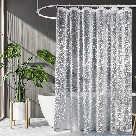 Filiyano-Doublure de rideau de douche en PEVA transparent et imperméable pour baignoire, motif pavés, 240 x 180 cm. (1/5)