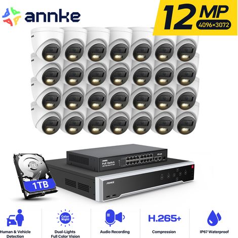 ANNKE 12MP Kit de Vidéosurveillance Extérieure 32CH NVR 28×Caméras Intelligente Double Lumière Vision Nocturne,Alerte Email Détection Mouvement Caméra de Surveillance APP/PC à Distance 1TB (1/5)