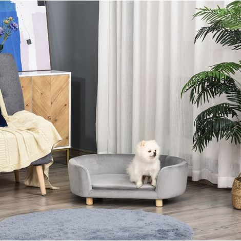 Sofá para mascotas de terciopelo, 86 x 55 x 33 cm, gris claro DESVIAE (1/5)