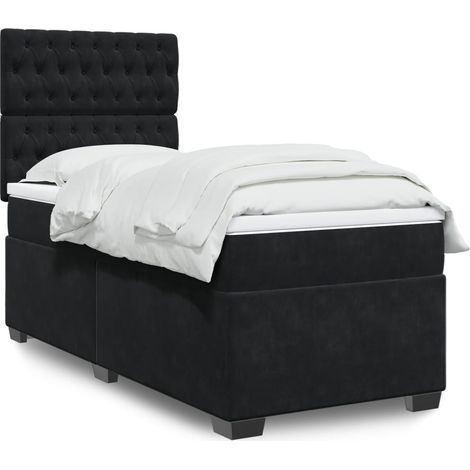 Boxspringbett mit Matratze Schwarz 100x200 cm Samt