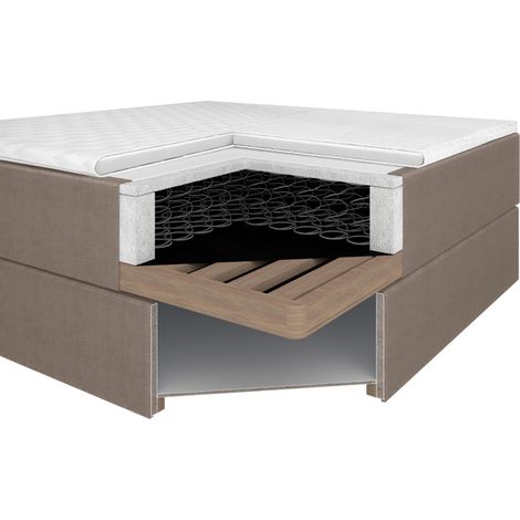 Mömax Boxbett Monza Braun ca. 180x200 cm mit Topper (1/5)