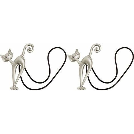 2 Magnetic Curtain Tiebacks with Cat Pattern, for Home, Living Room, and Office