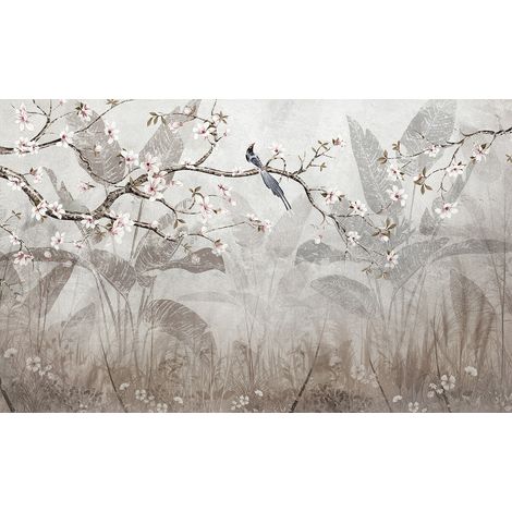 Papier peint panoramique - Plantes tropicales Oiseau - 130 cm x 80 cm (1/2)