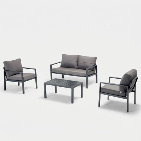Ensemble salon de jardin en métal avec table basse et coussins Siena (1/5)