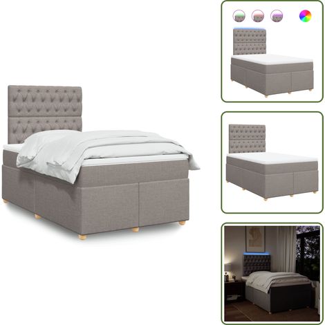 vidaXL Sommier à lattes de lit avec matelas taupe 120x190 cm tissu