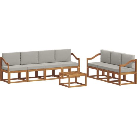 Conjunto de sofás de exterior 8 pcs Gris Natural y Claro vidaXL (1/5)