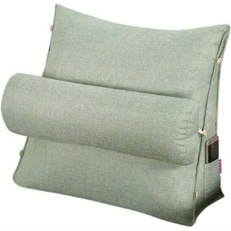 Oreiller de lecture et de télévision, oreiller de coussin de cale de dos avec réglable et poches, oreiller de dos de triangle, oreiller de lit de soutien de nuque, coussin de repos de sofa, (1/5)