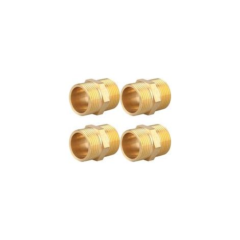 Mamelon Double en Laiton G1/2" (Ø 20mm), 4 Pièces, Raccord Hexagonal pour Connexions Robustes