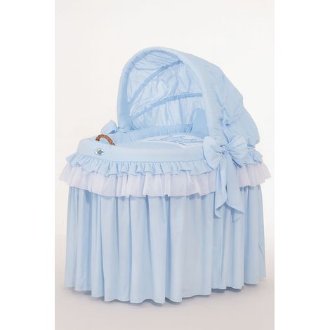 Moisés de mimbre con capota plegable - Azul Principito (1/4)
