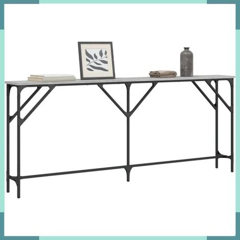 837770 Table console sonoma gris 180x23x75 cm bois d'ingénierie (1/5)