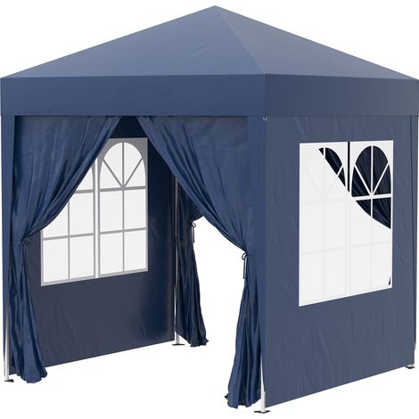 Pavillon pliant 2x2 m avec 4 murs amovibles, fenêtres et portes zippées, structure en métal et toile Oxford (1/5)