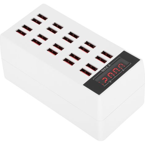 Station de charge USB à 20 ports avec distribution intelligente 100 W pour tablette/téléphone portable (AC100-240V) (Blanc【UE】 ) (1/5)