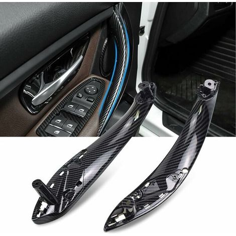 2Pcs Left + Right Interior Door Handle Cover Trim Compatible with BMW 3 Series F30 F31 F34 F80 for 4 Series F32 F33 F36 F82 F83 (Carbon Fiber Texture) (1/5)
