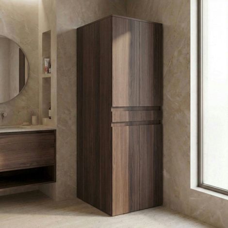 Meuble lave-linge sèche-linge décor bois foncé 4 portes IVA (1/4)
