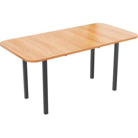 Table Ă manger extensible en bois naturel 120-160 cm avec support en alliage robuste (1/5)
