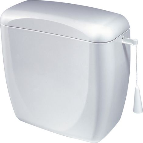Siamp – Réservoir haut WC 6L – Alimentation latérale droite/gauche – Mécanisme bouton poussoir – ABS – Dimensions 38x15 cm