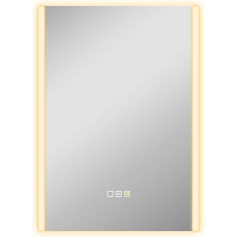 Badezimmerspiegel, mit LED-Beleuchtung, silber, 70 × 3 × 50 cm, Sicherheitsglas, 5 kg (1/5)