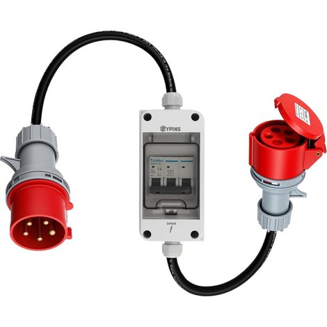 Adaptateur CEE 32A vers 16A avec Interrupteur de Protection,3 Phases 400V,Prise Industrielle 5 Broches IP44, Adaptateur 32A 22kW vers 16A 11kW (1/5)