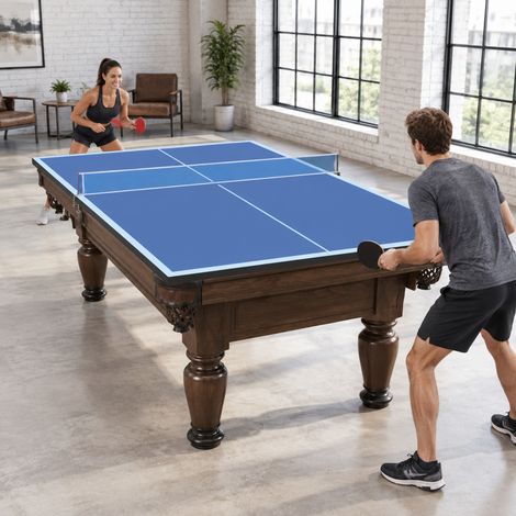 Piano da ping pong 243,84 x 121,92 cm, pieghevole e portatile, in MDF, blu HAVRYA