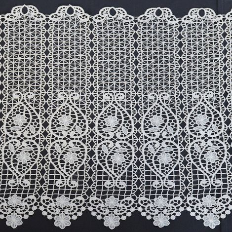 Brise bise uni en macramé fleuri Blanc 120x45 cm