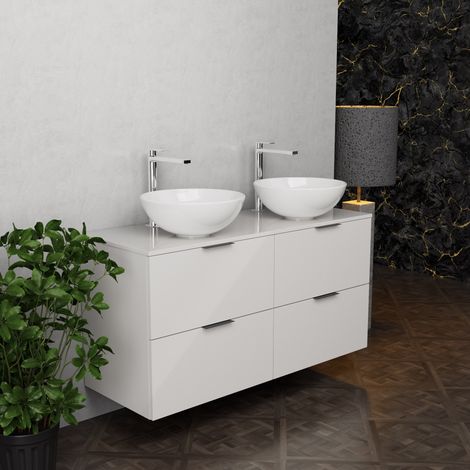 Inda - Meuble de salle de bain L.120 avec double vasque à poser / (1/5)