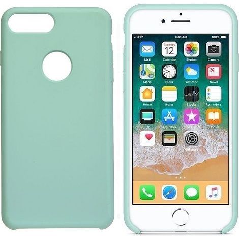 Funda silicona iphone 8 agujero logo textura suave  Verde claro