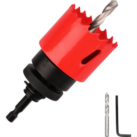 Scie cloche 45 mm, M42 HSS pour bois, aluminium, tôle de fer, tube en plastique, profondeur de coupe 44 mm (rouge) (1/5)