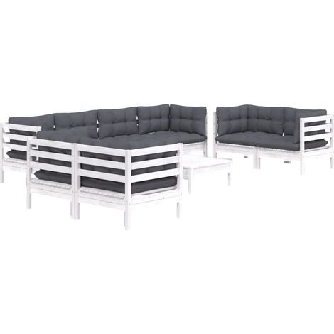 vidaXL Set Salotto Giardino con Cuscini 9 pz in Legno Massello di Pino (1/4)