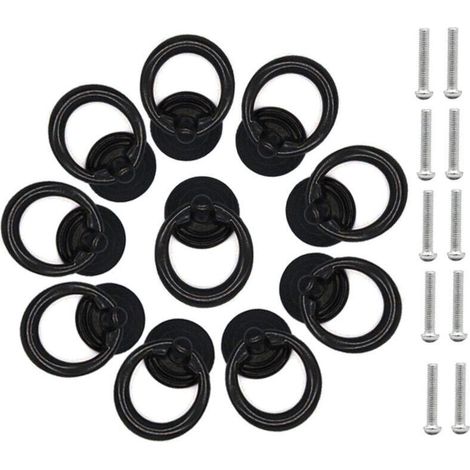 Set mit 10 schwarzen Metall-Schrankgriffen inklusive Schrauben, Einlochring für Schränke, Schubladen und Kommoden (1/5)