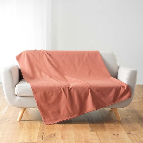 Plaid (180 x 220 cm) Lucile Marsala, Polycoton Uni (1/5)