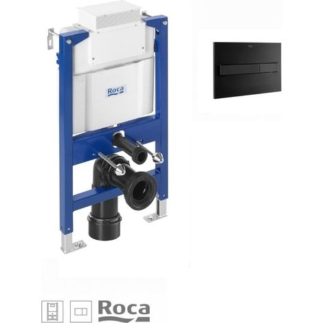 Pack ROCA cisterna Duplo bajo ventana, kit adaptacion y pulsador PL7 dual negro mate (1/5)