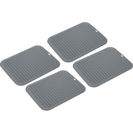 4 dessous de plat en silicone, carrés, gris, isolant thermique (1/5)