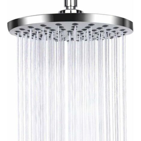 Anti-limescale shower head, stainless steel shower head, rain shower head, fixed shower head for water saving and high pressure in the bathroom, silver (1/4)