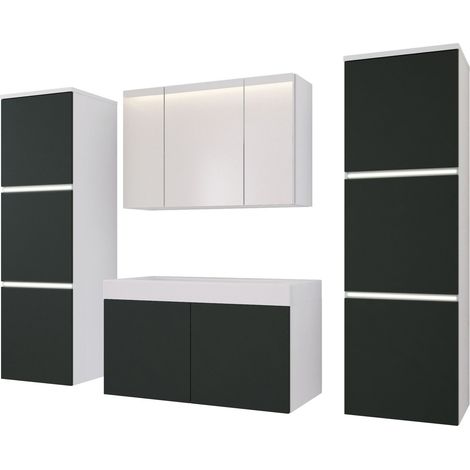 Set mobili da bagno, Bianco Opaco, Antracite, 160 x 130 cm (1/4)