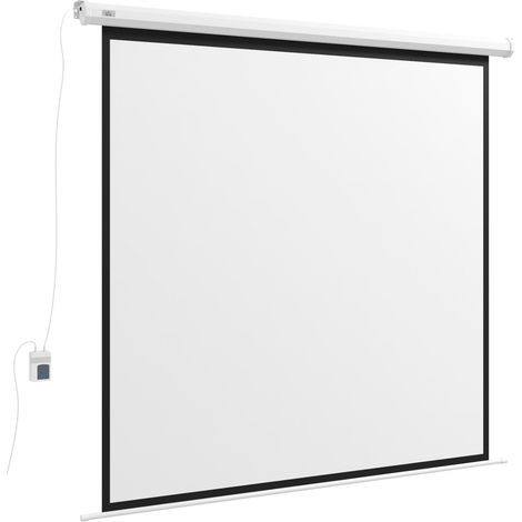 Schermo di proiezione motorizzato salotto ufficio 195 x 8 x 182 cm telecomando silenzioso design pulito in plastica bianca 210000021