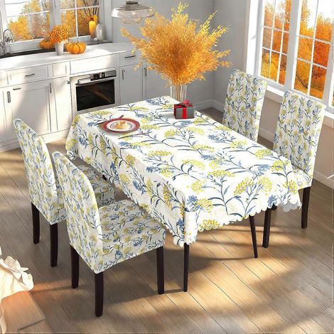 Nappe imprimée pour Thanksgiving et récolte d'automne, tissu imprimé, nappe de restaurant pour les fêtes, housse de chaise, ensemble TC-306 (nappe imperméable 140210cm + (1/3)