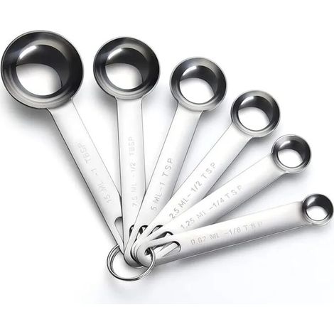 Cuillère doseuse,6 pièces Inoxydable cuillères à mesurer polies au Miroir 1/8 TSP, 1/4 TSP, 1/2 TSP, 1 TSP, 1/2 TBLS et 1 TBLS (1/4)