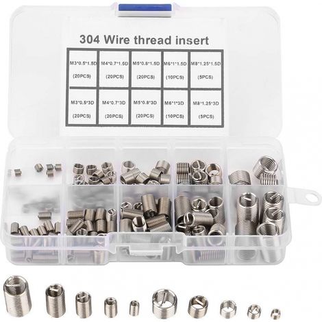 Inserts Filetage M3-M8 Helicoil en Inox Kit Réparation et Pratique 150 Métal (1/5)
