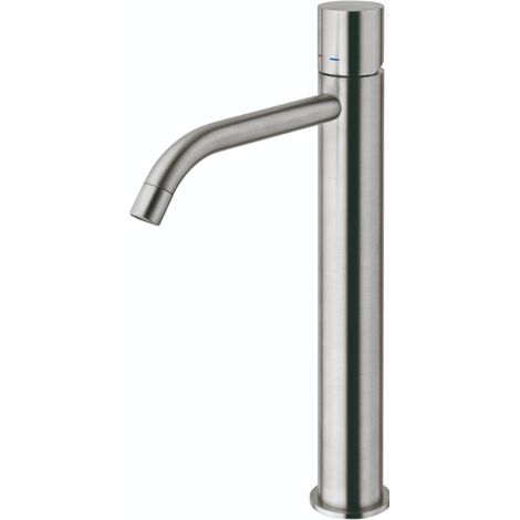 Miscelatore lavabo con canna prolungata e scarico automatico Paffoni serie Light LIGX085ST  Ottone - Steel looking