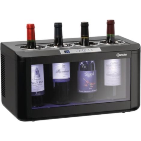 Refroidisseur de bouteilles 4FL-100 pour 4 bouteilles – Température réglable 5-18 °C – Éclairage LED – Réfrigération silencieuse – Bartscher