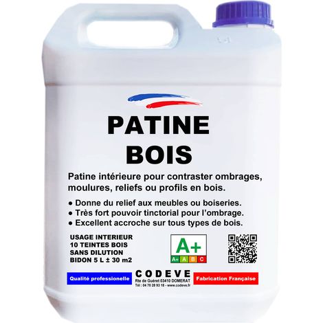 Patine Bois - 4x5 L - Codeve Bois - Chêne foncé - Pour Contraster Les Ombrages, Moulures, Reliefs Ou Profils En Bois. (1/3)
