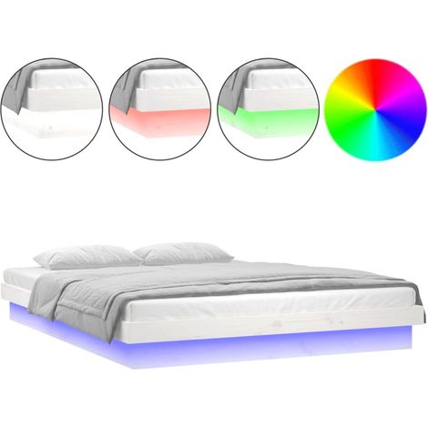 Maison Exclusive - Massivholzbett mit LEDs Weiß 180x200 cm