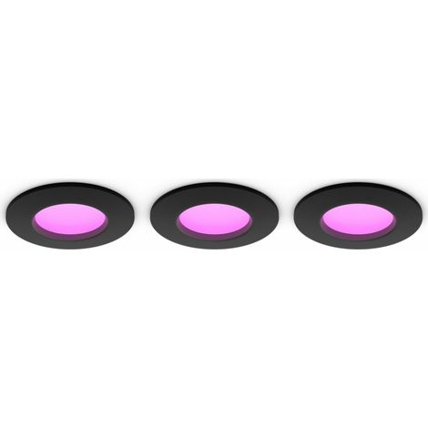 Philips Hue Pack de 3 Downlight empotrable inteligente LED Hue WACA Slim, negro 90mm, regulable, 8,3W 1000Lm, 2000 - 6500 Hue White Color Am (1/5)