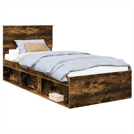 Bettrahmen Geräucherte Eiche 100 x 200 cm Holzwerkstoff vidaXL