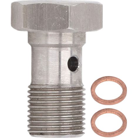 M12x1 0 Banjo à Verrouillage Liquide M12x1 Raccords Banjo à Filetage 0, Adaptateur d'extrémité de Tuyau de Frein à Trou Unique de 12 Mm avec Rondelles, Idéal pour les. (1/5)