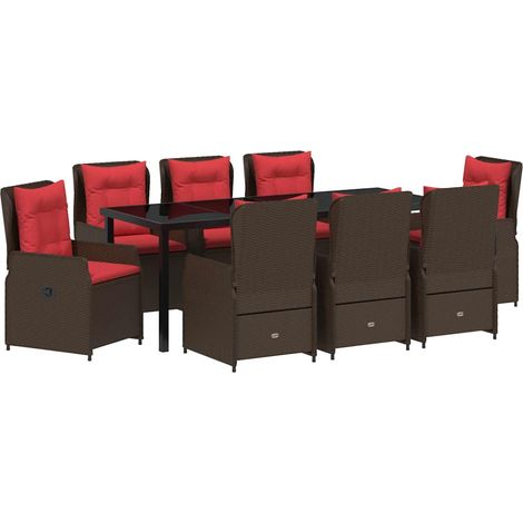 Maison Exclusive - Set da Pranzo per Giardino 9 pcs Marrone Poly Rattan