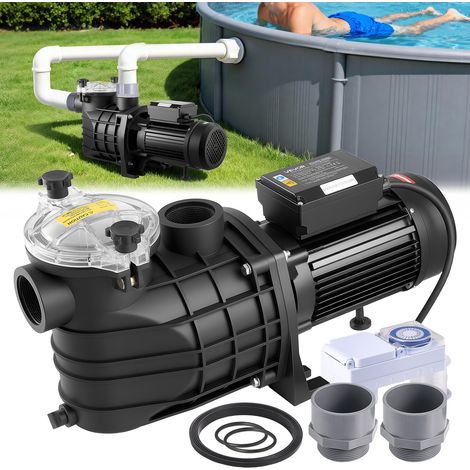 Pompe Piscine 3000 W Pompe Filtration Piscine 35000 L/h pour Piscines Hors Sol Enterrées, Spa, Vitesse Unique, avec Panier Filtre, Minuterie, 2860 tr/min, Hauteur Refoulement 19 m, 220-240 V CA (1/5)