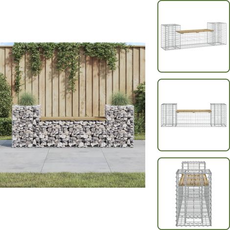 Banco de madera - vidaXL Banco jardín con gaviones madera pino impregnada 183x41x60,5 cm - Banco de pino impregnado